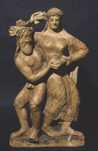 Antefissa raffigurante una menade e un satiro, Satricum